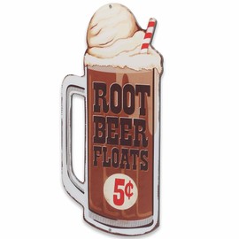 Root Beer Floats Metal Sign - Vintage Root Beer Float Diner Sign for Kitchen or Home Decor