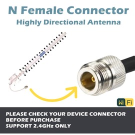 TECHTOO WiFi Antenna 2.4GHz 18dBi High Gain Yagi Directional Antenna Booster with N Female Connector for Network Router/Reapter/USB Adapter/Extension Network PCI Card/Security Camera