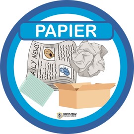 Set of 6 Colourful Waste Separation Stickers, Scratch and Weatherproof Finest Folia Diameter 100 mm (R034)