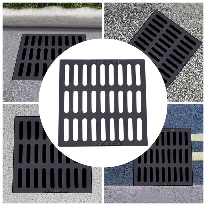 DOONARCES 19.7x19.7'' Outdoor Drain Cover Black Cast Iron Drain Grate