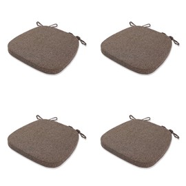 KGPLOME Chair Cushion with Ties for Dining Chairs - Memory Foam Non Slip Kitchen Chair Pad and Dining Seat Cushion with Machine Washable Cover Set of 4 [16.5 x 16.2 Inches] - Brown