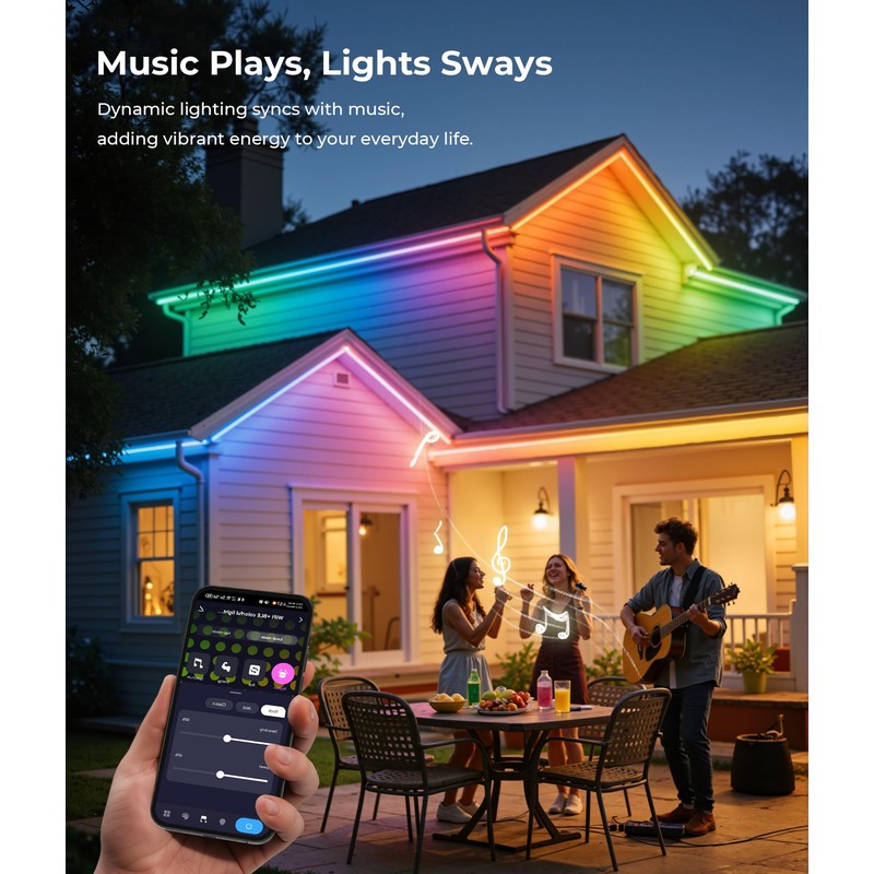 DeckTok Smart 98.4ft Outdoor LED Strip Lights, RGB LED Outdoor