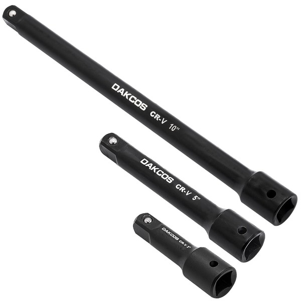 DAKCOS 3 Pieces 1/2-Inch Drive Impact Extension Bar Set Includes