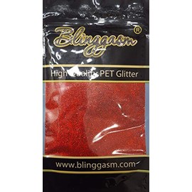 Blinggasm Premium Solvent Resistant Polyester Glitter 3.5 oz by Weight .008 or .015 for Tumblers Decoration Crafts Nails Cosmetics Body Paint (Holographic #6 LB300 Red, .008 (1/128") 3.5 oz)