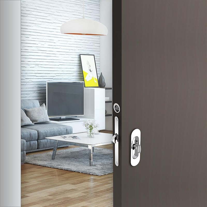 Sliding Door Hook Lock Set with Key Oval Door Rosette