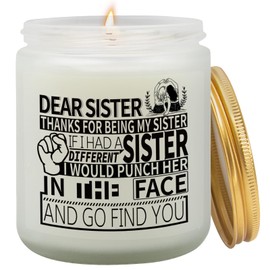 Goiicoln Funny Dear Sister Candle, Sister Gifts, Happy Birthday Gift Ideas for Her from Sisters Brother, Graduation Gifts for Sis, Happy Mothers Day Sisters, Lavender Scented Candle