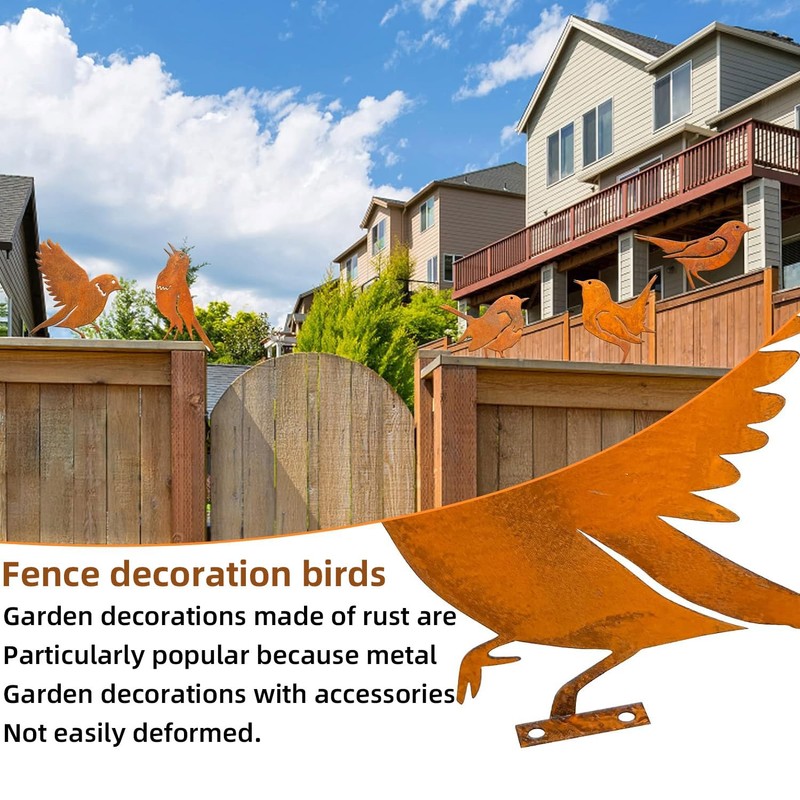 BSTDAYEVER Rust Birds Pack of 5 Metal Bird Reusable Rust