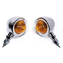 Indicator Set Bullet Pike Chrome Metal ECE - For Harley Chopper Vintage Car Cruiser Universal Motorcycle