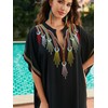 Women V Neck Embroidery Loose Kaftan Kimono Cardigan Casual Beach