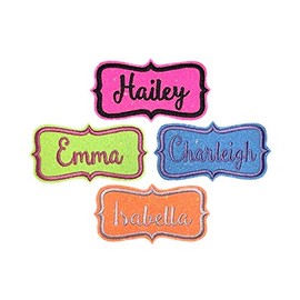 Custom Name Patch Tag - NEON Sparkling Glitter - Iron On Or Sew On - Choose Your Glitter and Thread Color (1 Patch)