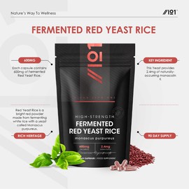 Red Yeast Rice 600mg - 2.4mg Monacolin K - 90 Vegan Capsules - High Strength Monascus Purpureus Supplement - 3 Months Supply - Resealable and Recyclable Pouch by Alpha01