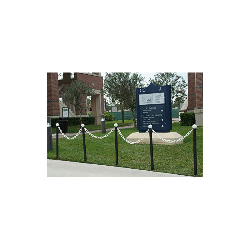 Mr. Chain Plastic Barrier Chain, White, 1.5-Inch Link Diameter, 25-Foot