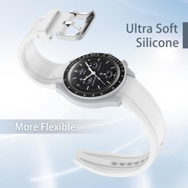 Tovimall Bands for Moonswatch Watch,Curved No Gap Silicone Strap,Compatible with Omega X Swatch Moonswatch Speedmaster 20mm Watch