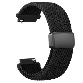 Nylon Strap Compatible with Garmin Vivoactive 4S/Venu 3S/Venu 2S/Forerunner 265S/255S/255S Music/Vivomove 3S, 18mm Braided Stretchy Nylon Replacement Sport Wristband (Black)