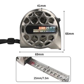 Bamyli Stainless Steel Tape Measure,Retractable Hollow Measuring Tape, High Precision Tape Measure Rust and Corrosion Resistant Steel Tape for Industrial and Home Use (7.5m 25mm)