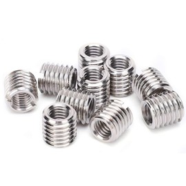 Insert Nut Set of 10 Screw Conversion Adapter, Inner Diameter M6*1, Outer Diameter M8*1.25, Length 0.6 inches (15 mm), Stainless Steel Thread Repair, Reducer Nut, Embedded Nut Split Groove Type