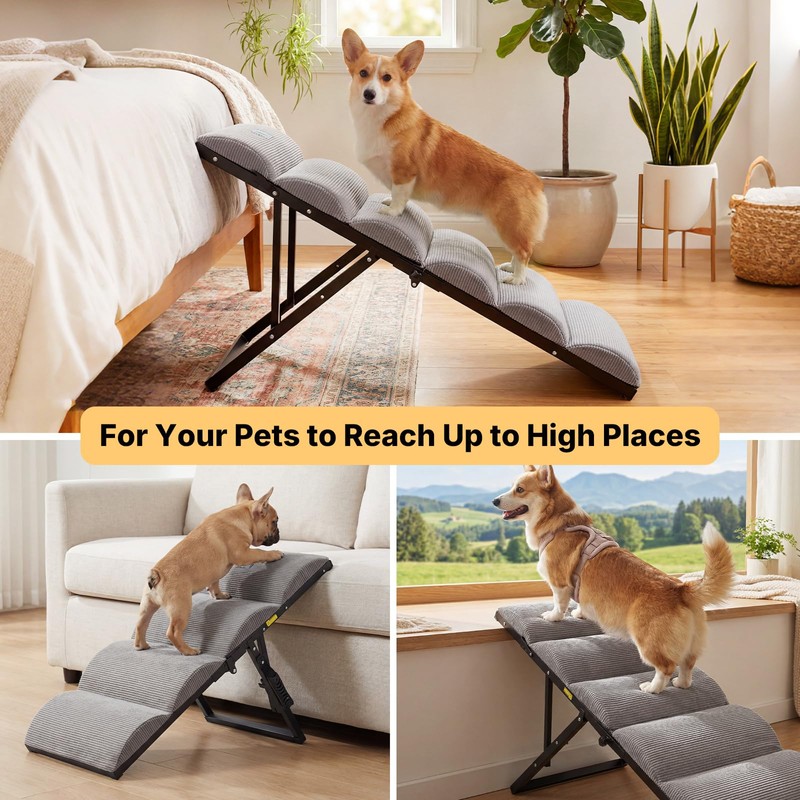 Veehoo Dog Ramp for Bed Couch Small Large Dogs, Foldable