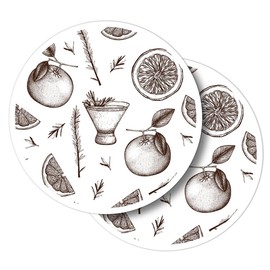 Vinyl Round Stickers (Set of 2) 10cm - Vintage Cocktail Drinks Pattern Bar for Laptops, Tablets, Luggage, Scrap Booking, Fridges #52363