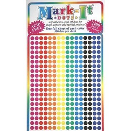 Map Dot Stickers - Assorted Colors - 1/8" Diameter