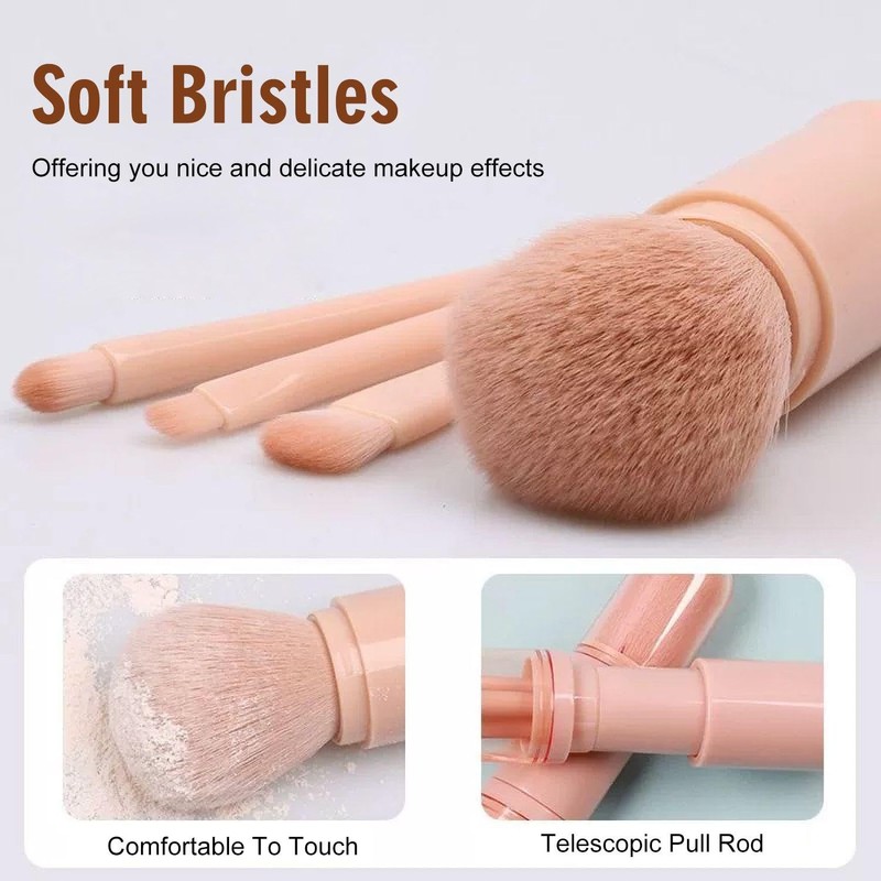 2-Teiliger Vier-In-Eins-Make-Up-Pinsel, Mini Retactable Make-Up-Pinsel, Reisebürbungs-Make-Up-Pinsel, Lidschattenpinsel-Set, Kreativer Make-Up-Pinsel-Set