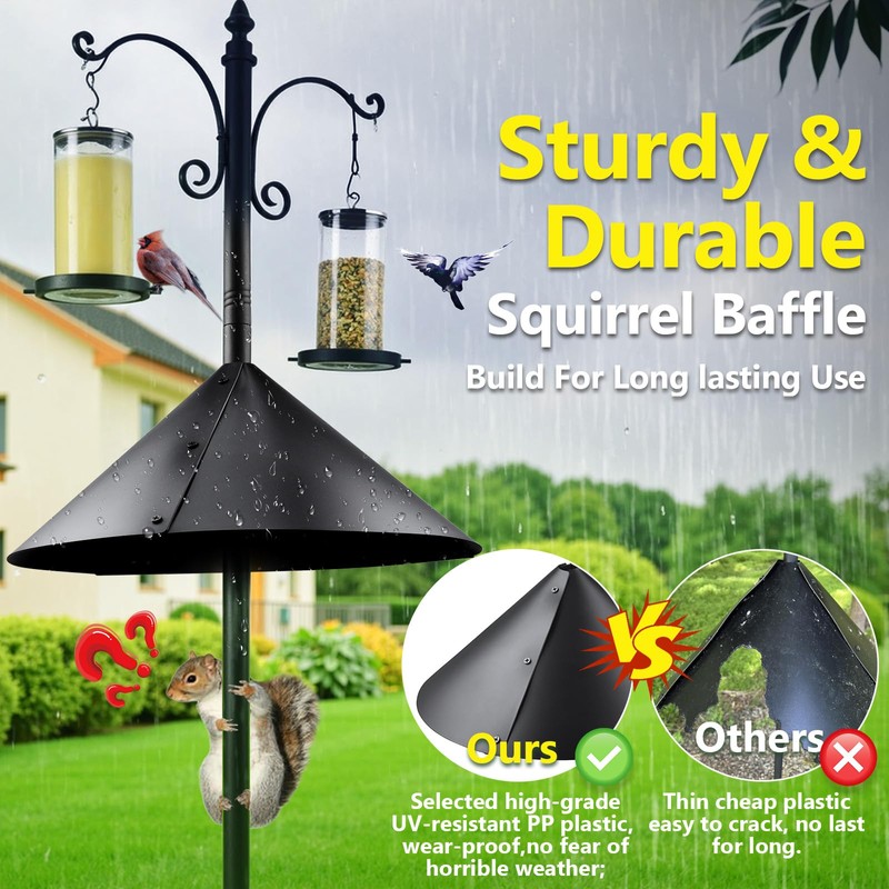 19.5 Inch Squirrel Baffle for Bird Feeder Pole Hang &