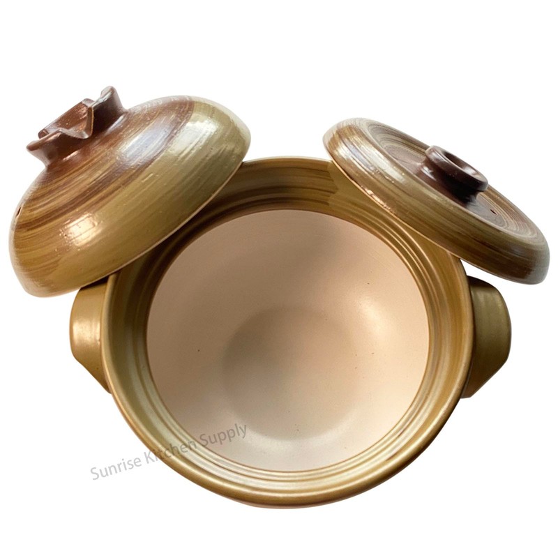 SUNRISE Donabe Hot Pot (Double Lid #8, 3 QT)