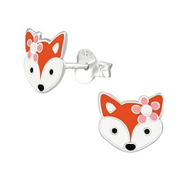FIVE-D Children's Stud Earrings Fox 925 Silver Girls, Silver