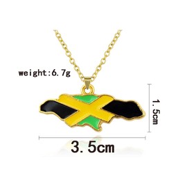 Askana Fashion Unisex Country Flag Map Gold Pendant Necklace (Jamaica)