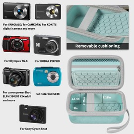 Digital Camera Carrying Case Compatible with Canon PowerShot G7 X Mark II/ G7X Mark III Digital 4K Vlogging Camera/for CAMKORY/for Lecran and More, Compact Small Camera Storage Bag for Kids (Green)