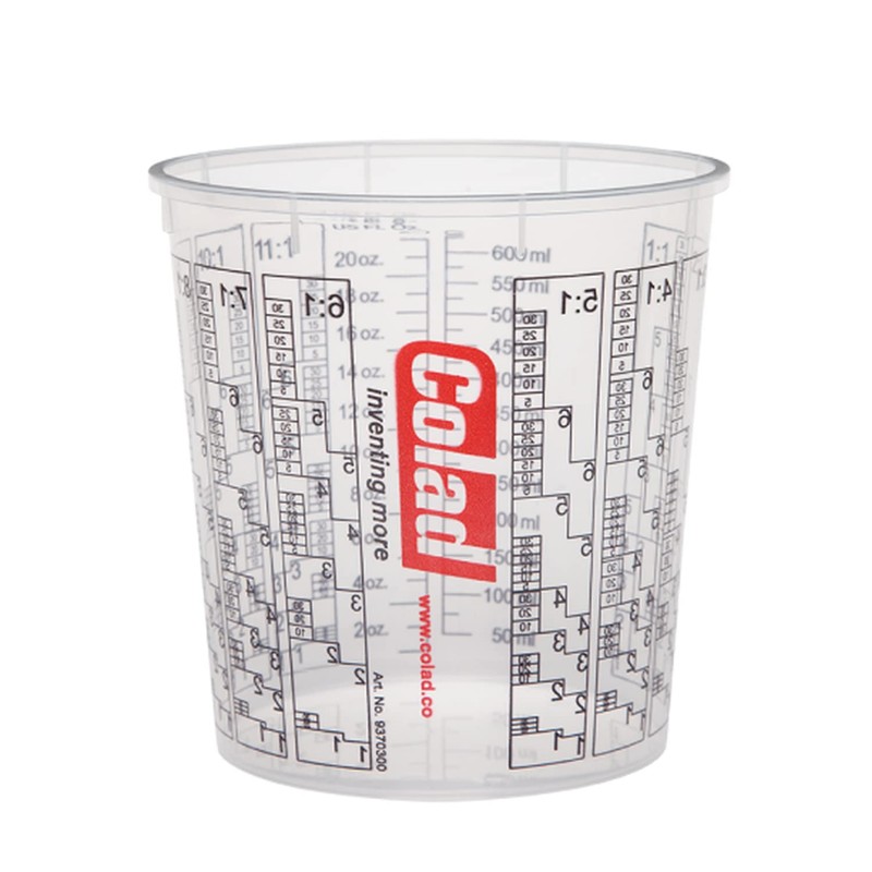 Colad Disposable Clear Solvent Resistant Paint Cups with Printed Mixing