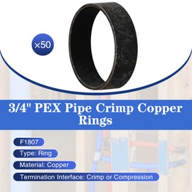 50 Pack 3/4" PEX Copper Crimp Rings, for Pex Pipe Connection (3/4", 50 Pack)