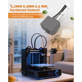 3PCS Hardened Hotend Fit for Anycubic Kobra S1/Combo/ACE Pro FDM 3D Printer，0.2MM 0.4MM 0.6MM Hardened Steel Print Head Extruder Kit