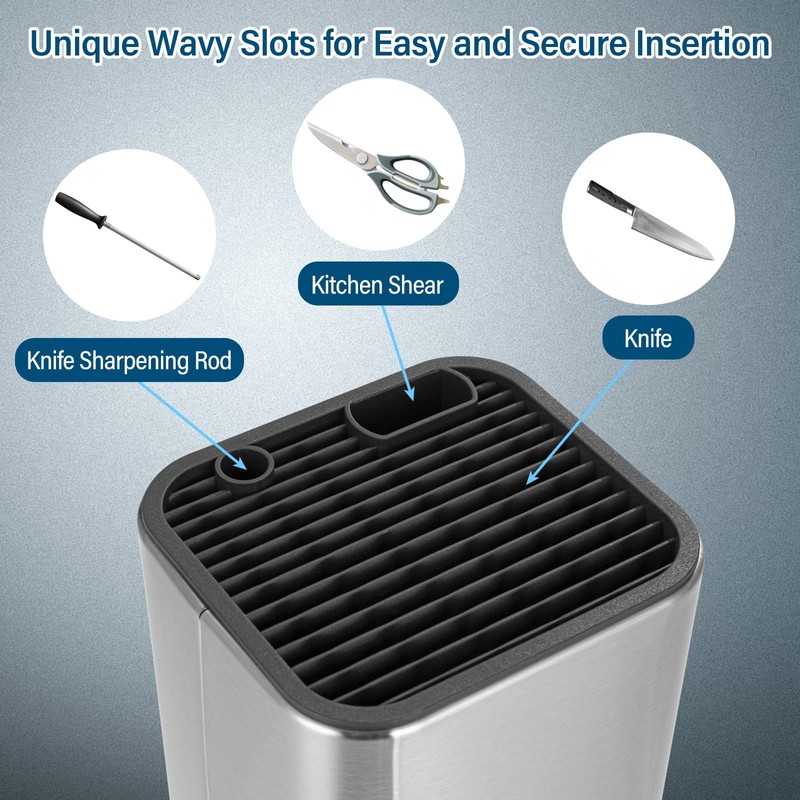 Sumteene Universal Knife Block, Knife Holder without Knives, Stainless Steel