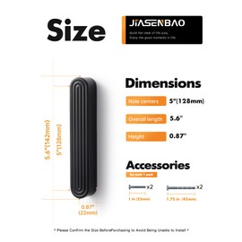 JIASENBAO 2 Pack Black Cabinet Pulls 5" Hole Center Drawer Pulls Circle Bathroom Dresser Handles Hardware Zinc Alloy