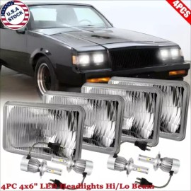Unbranded For Buick Regal Grand National 1984-1987 4PCS 4X6" LED Headlights Hi-Lo Beams A+