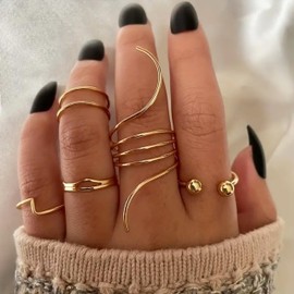HUASAI Gold Stackable Rings for Women Trendy Boho Moon Star Midi Pinky Knuckle Ring Set Cute Stuff Jewelry Birthday Gifts