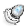 Awmnjtmgpw 925 Sterling Silver Rainbow Moonstone moon women's Retro ring