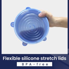 Gadgetime USA - Silicone Stretch Lids - Bowl Covers - Reusable Food Storage - Microwave Safe Silicone Lids - Food, Can Covers - Kitchen Gadgets - Dishwasher Safe Elastic - Pack of 6
