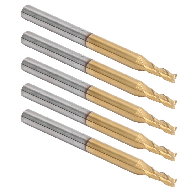 5Pcs 3Flute Flat End Milling Cutter Round Shank TiPlated Accessories