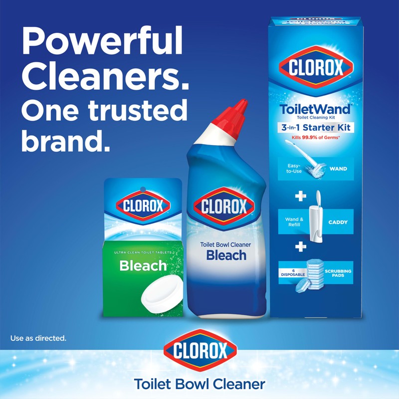 Clorox Toilet Bowl Cleaner Bleach, Rain Clean, 24 Fluid Ounces,