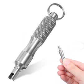 Tyqour Pack of 2 Valve Remover Tool, Bicycle Valve Disassembly Tool, Tyre Valve Repair Tool, Portable Valve Core Removal Tool, Silver Tyre Valve Remover for Presta and Schrader Valves