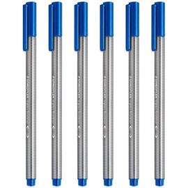 STAEDTLER 334 Triplus Fineliner Superfine Point Pens - 0.3mm - Blue - Pack of 6