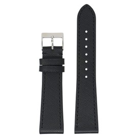 DASSARI Premium Italian Saffiano Leather Quick Release Watch Band Strap - Black - 22mm - Standard Length