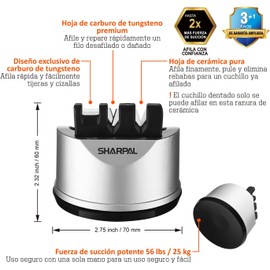 SHARPAL 191H Afilador de cuchillos y tijeras de chef de cocina para cuchillos rectos y dentados, herramienta de afilado de cuchillos de 3 etapas que ayuda a reparar y restaurar las cuchillas