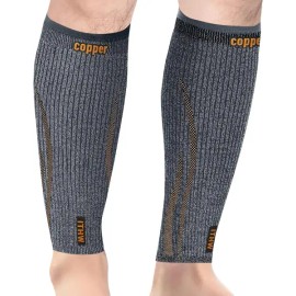 ITHW 남녀용 ITHW 구리 종아리 압박 슬리브 정강이 부목 용 다리 정맥류 찢어짐 [Medium] ITHW Copper Calf Compression Sleeve for Men and Women - Leg Varicose Vein Tear [Medium]