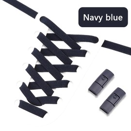 TEEZY No Tie Shoe Laces for Trainers | Premium Elastic Weave & Chrome Buckle | Adult/Kids Tieless Elastic Shoelaces | ORIGINAL (Navy Blue)