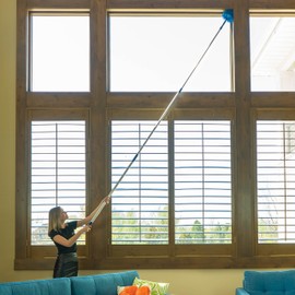 Cobweb Duster, Extendable Reach 20 feet, Ceiling Fan Duster | 3-Stage Aluminum Telescoping Pole | Medium Stiff Bristles | Long Handle Webster Duster for Cleaning | U.S Duster Co.