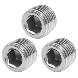 Joywayus Stainless Steel Internal Hex Countersunk Thread Socket Pipe Plug 1/8"NPT Male(Pack of 3)