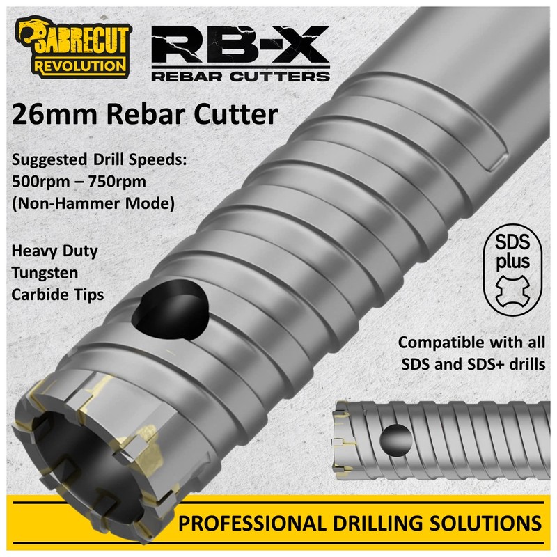 SabreCut Professional 26mm x 300mm Rebar Cutter Fixed SDS Carbide