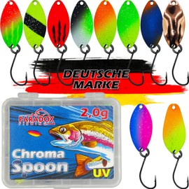 Paradox Fishing Trout Spoon Set I 10 Spoons 2.0 g with Spoon Box and 5 Snaps I Trout Bait Set for Trout Fishing Trout Dough Spoons Trout